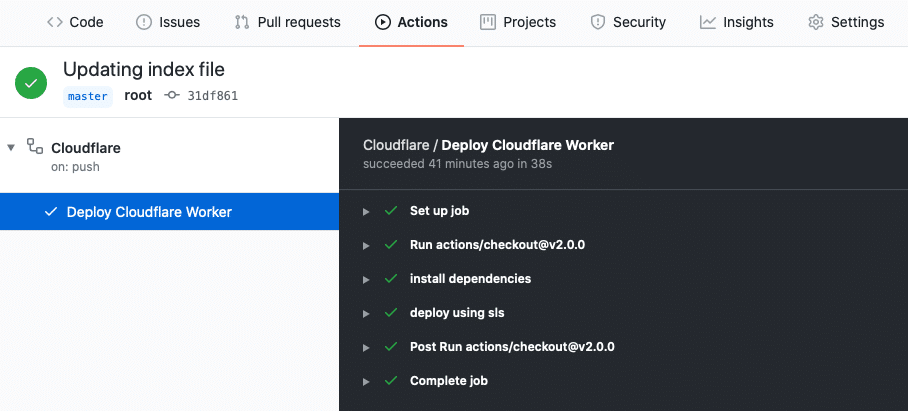 Github Actions job